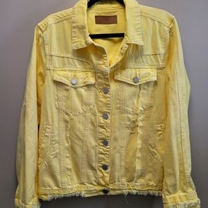 Blank NYC Size L Yellow Factory Destressed Lightweight Denim Jacket